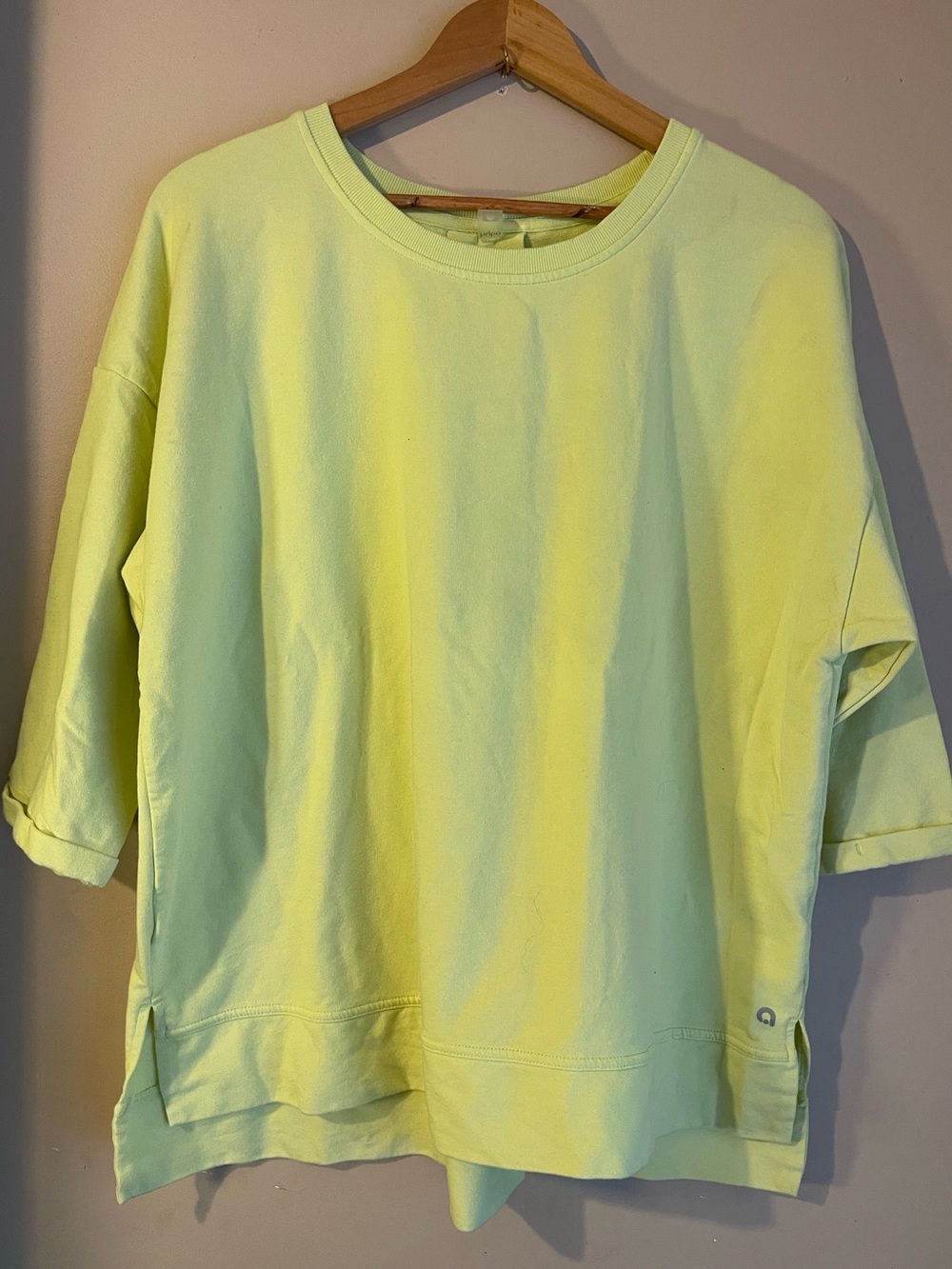 Hyba Bright Yellow Green Cotton Stretch Tunic Top Size XXL
